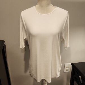 Banana Republic White Short Sleeve Tee Ribbed Round Neck Size XL